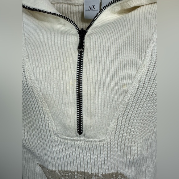 Armani Exchange white ribbed 1/4 zip sweater size S - Picture 2 of 8